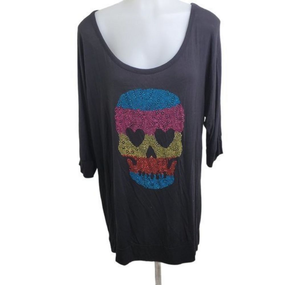 South Main Skull Tee XL Black‎ Stud Scoop Sheer Sho